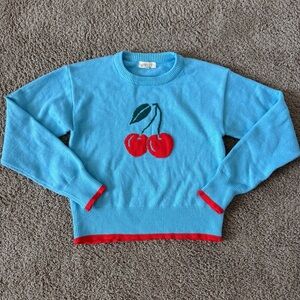 Roolee The Cherry Sweater in Light Blue size Small Crewneck